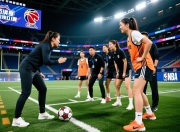 女子足球教练团队备战决赛，战术犀利