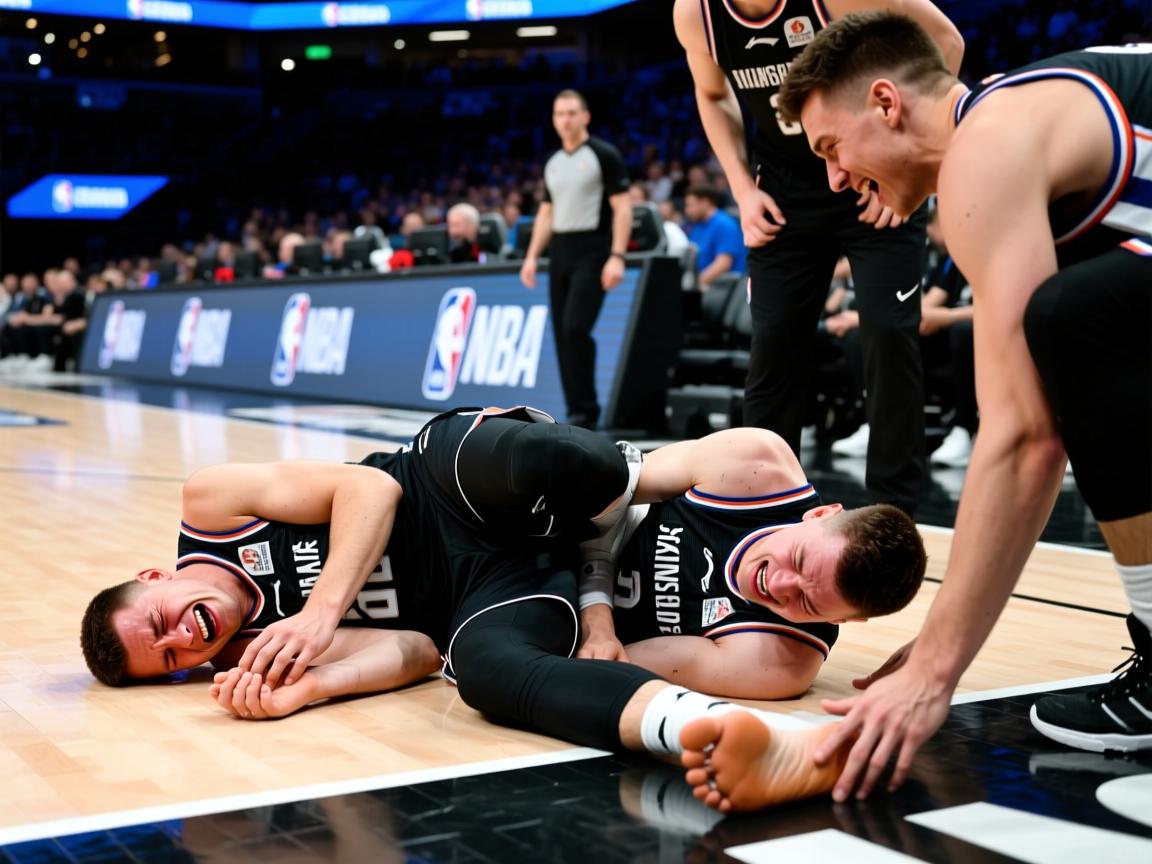 约基奇被队友意外踩到脚部痛苦倒地离场，提前退出今日比赛  第2张